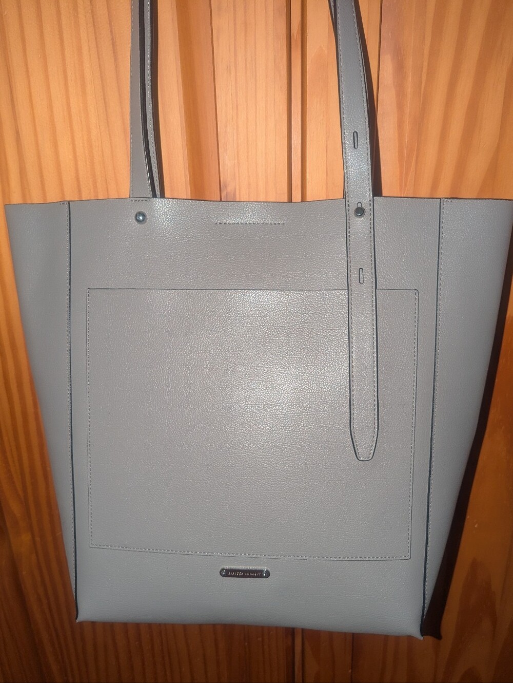 Rebecca Minkoff Stella  North South Gray Pebbled Leather Tote Silver Interior
